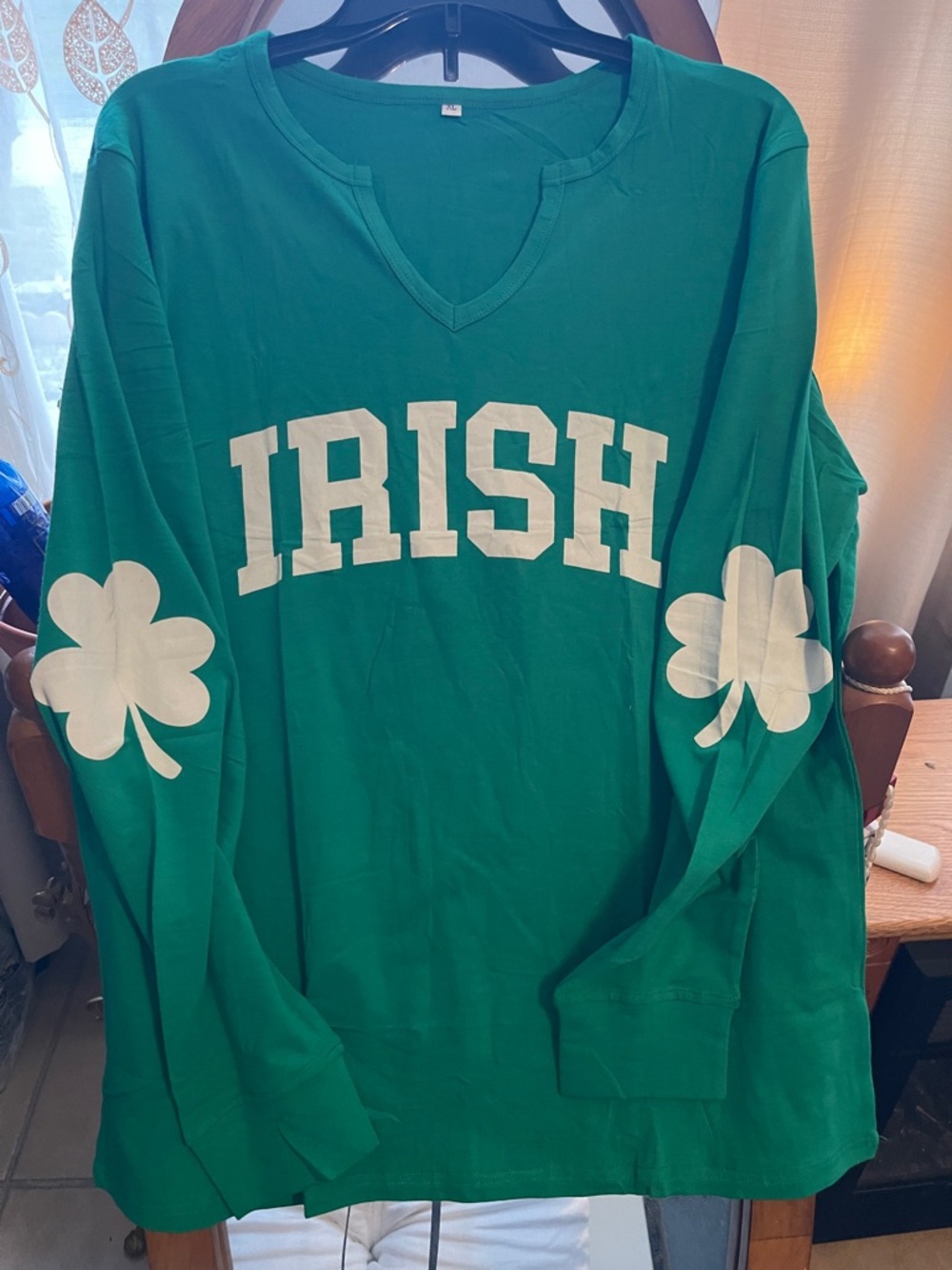 Green 'IRISH' Shamrock Long Sleeve Top